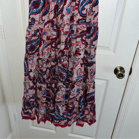 Soft Surroundings Kara Maxi Dress Small S Short Sleeve Paisley Tiered Skirt - Picture 3 of 6